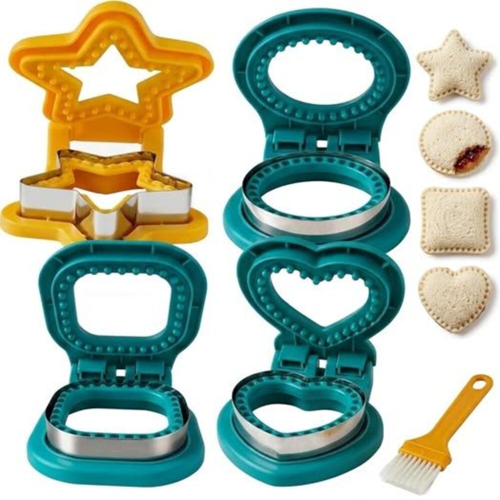 4-Pack Sandwich Maker & Sealer Set Crustless Sandwich Molds Circle Heart Star